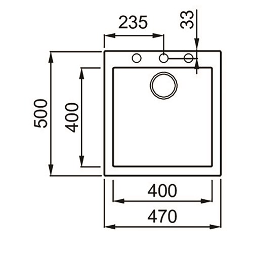 Elleci Quadra Granitek Topmount Black